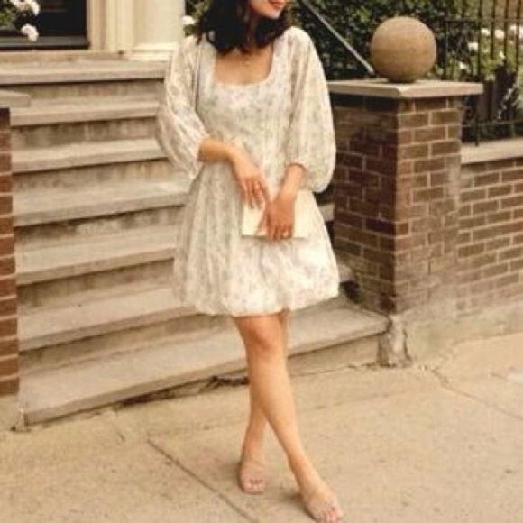 H&M x Brock Collection Floral Balloon Puff Sleeve Mini Dress Sundress Sun Size S - Picture 8 of 16